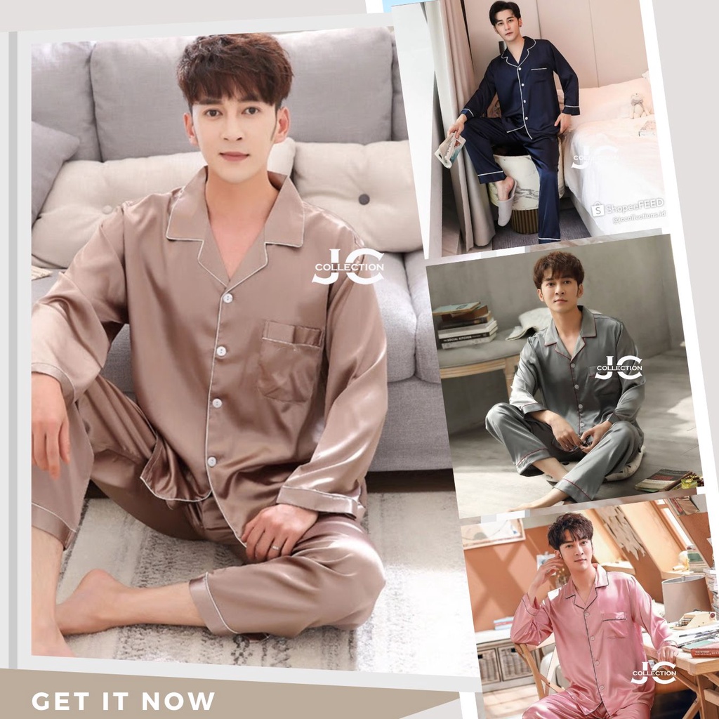 Piyama Pria Lengan Panjang Satin PP L/ Pajamas Saten Long / Piyama Satin Cowok LS - JCCollections