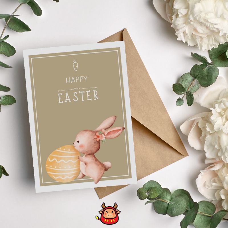 Kartu Ucapan Easter Selamat Paskah Easter Card Rabbit Bunny Cute design