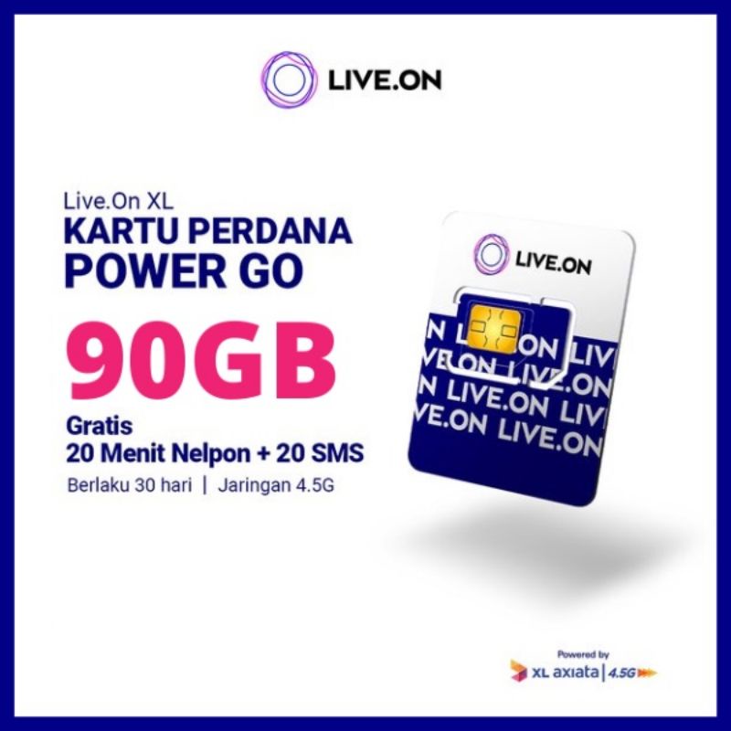 LIVE.ON 91 GB KARTU PERDANA (30 HARI) LIVE ON 41 GB KUOTA 24 JAM 50 GB KUOTA STREAM (YOUTUBE, NETFLI