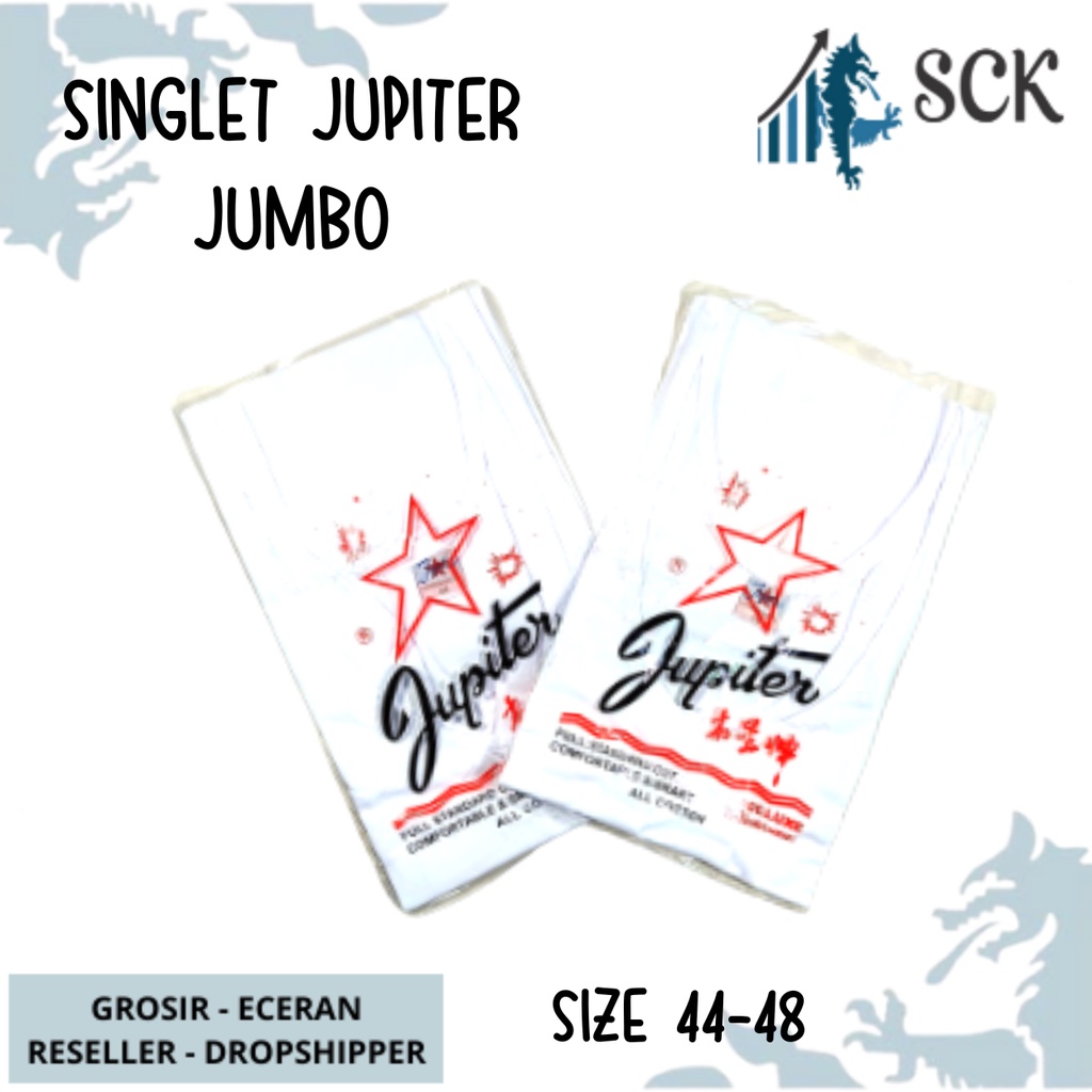 [ISI 1] Singlet Pria JUPITER 44-48 JUMBO Katun Warna Putih Polos / Kaos Dalam JUPITER Original / Singlet Pria - sckmenwear GROSIR