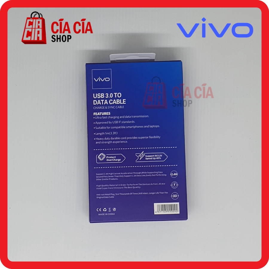 Kabel data charger Vivo usb C Type C Original Fast Charging 2.4A Original Data Cable Vivo