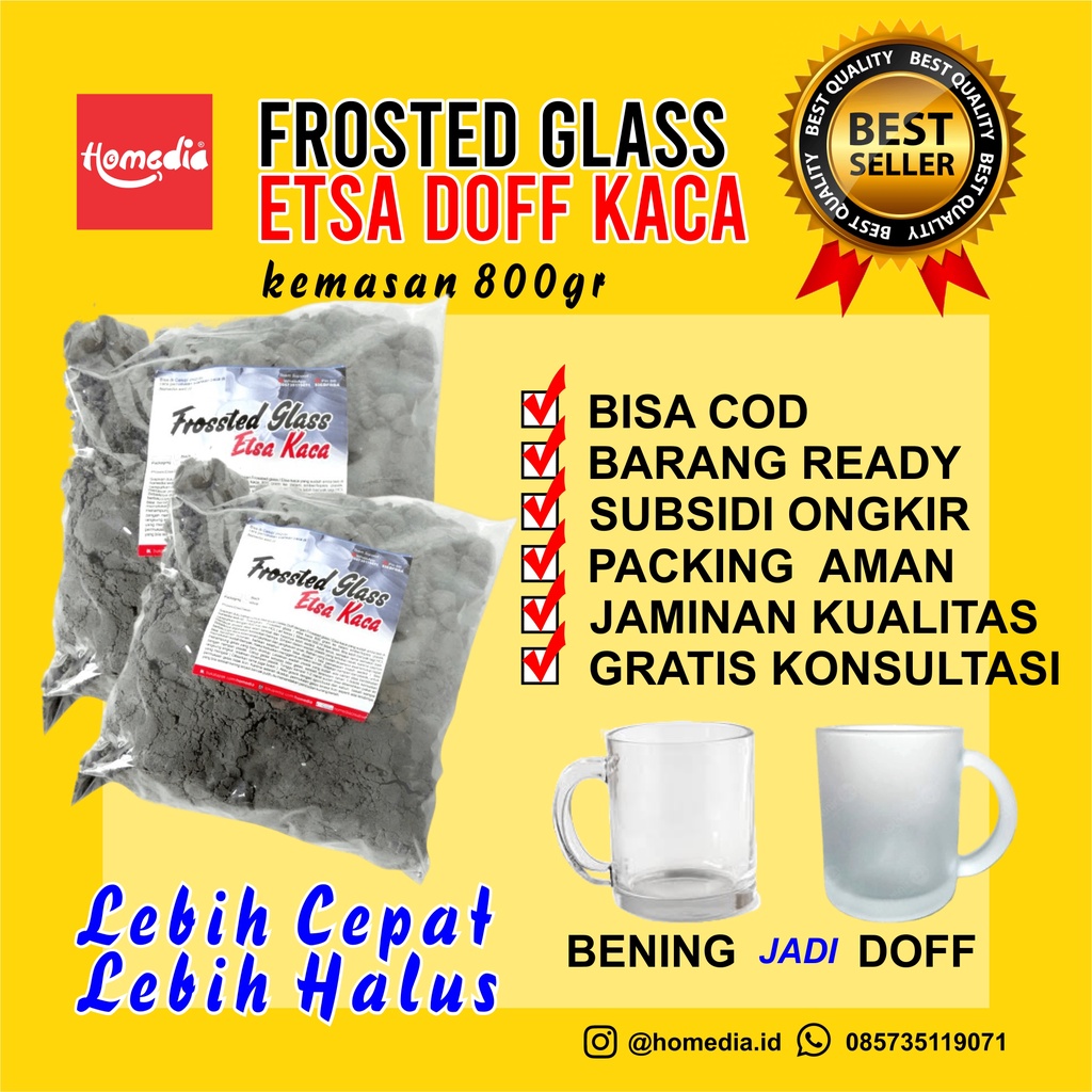 FROSTED GLASS / ETSA KACA / OBAT DOFF GELAS / ETSA GELAS/ DOFF GELAS / BUBUK FROSTED GLASS HITAM KUL