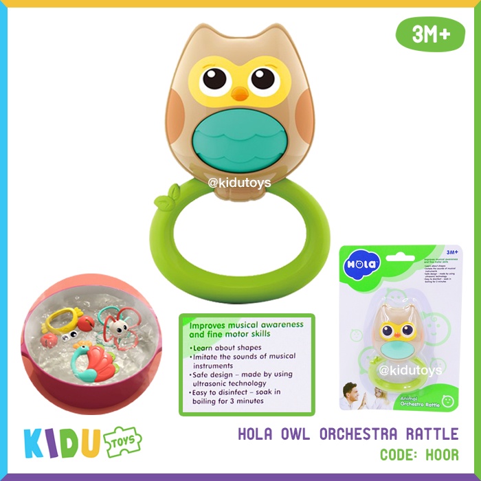 Mainan Anak Bayi Rattle Lucu  Hola Orchestra Rattle Karakter Owl Crab Kidu Toys