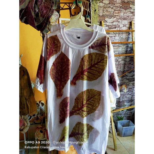 Kaos Ecoprint Motif Ekslusif Nyong Ecoprint