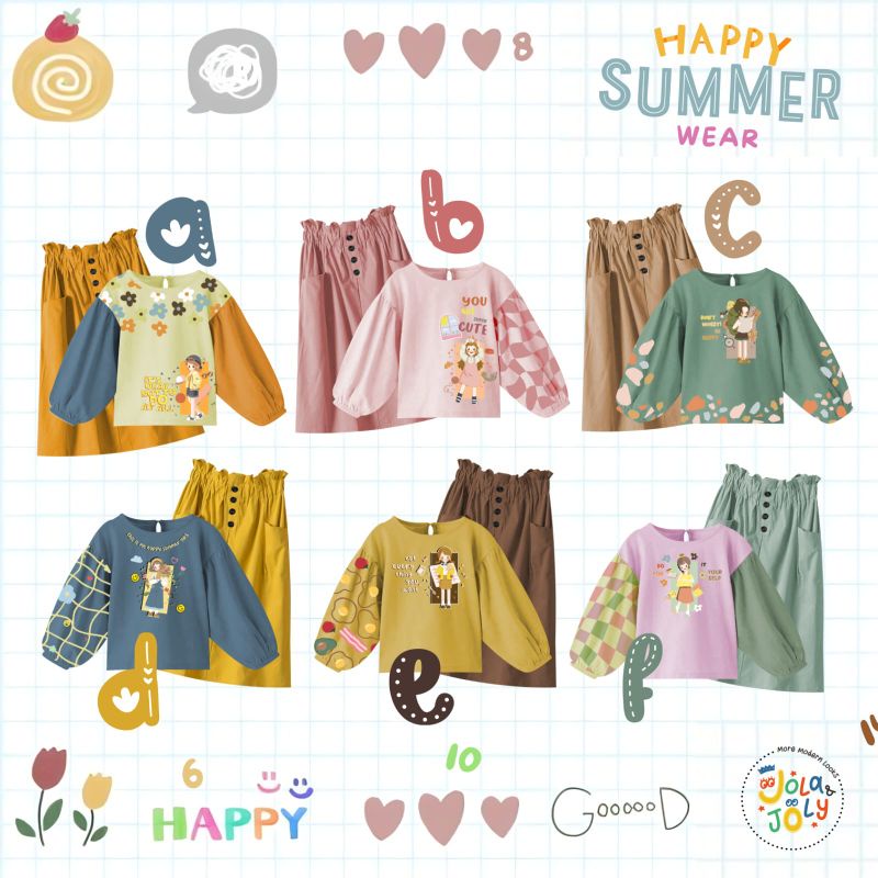 SET ROK ANAK PEREMPUAN HAPPY SUMMER WEAR JOLA JOLI 6-14 TAHUN