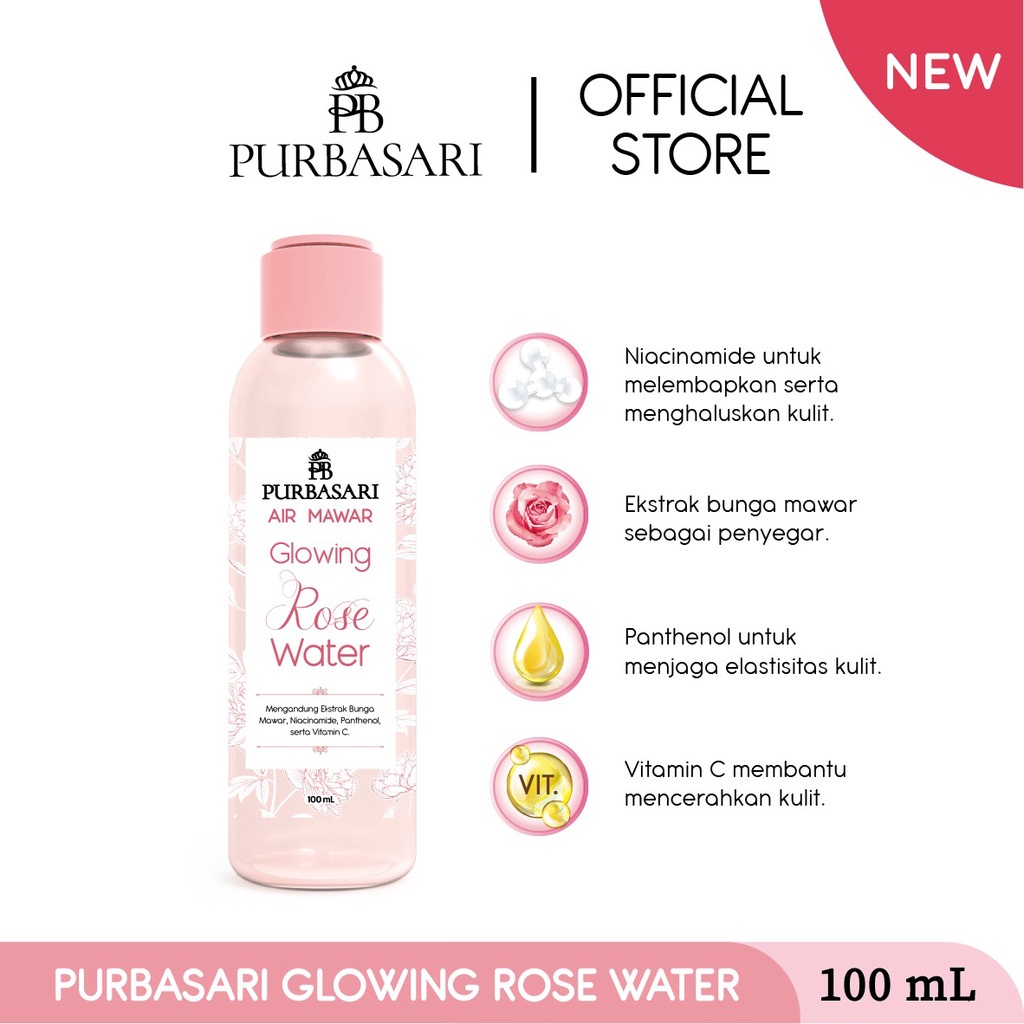 ❤ MEMEY ❤ PURBASARI Glowing Rose Water | Air Mawar 100ml | 200ml