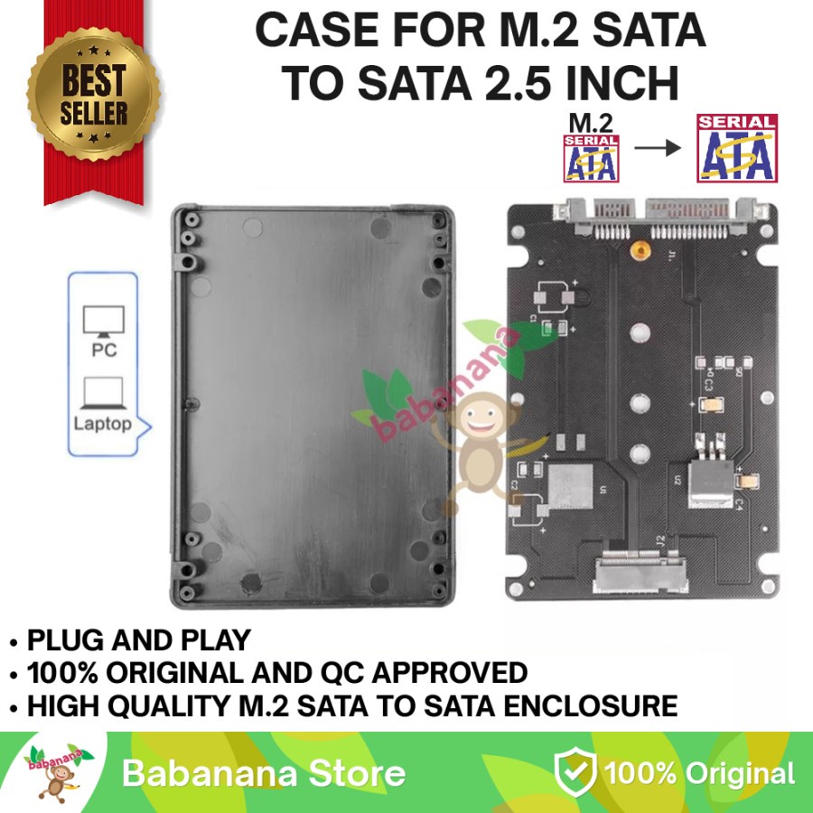 Case 2.5 inch ssd hdd m2 to sata m.2 ngff enclosure internal pc black