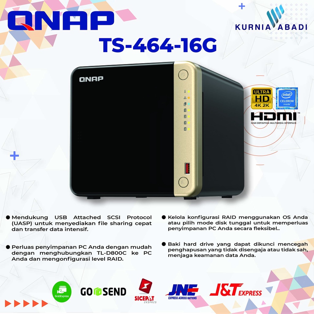 QNAP TS-464-16G 16GB RAM 4Bay NAS EXC DISK Intel Celeron Quad Core NAS