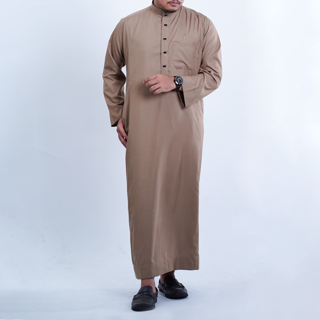Abiyu Gamis Slimfit Pria Premium Lengan Panjang Katun Minyak Brown Edition 01