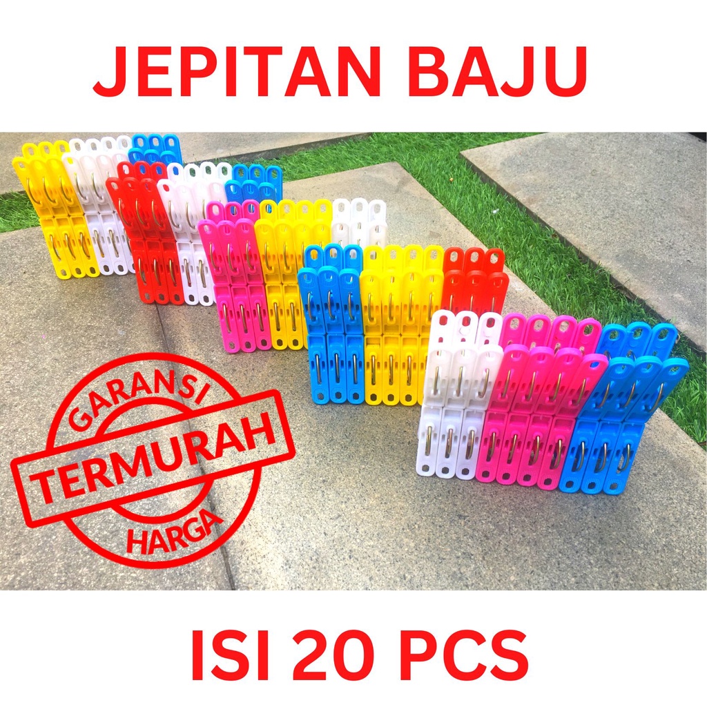 Jepitan Jemuran  / Jepitan Baju / Penjepit baju WARNA CERAH isi 20 PCS