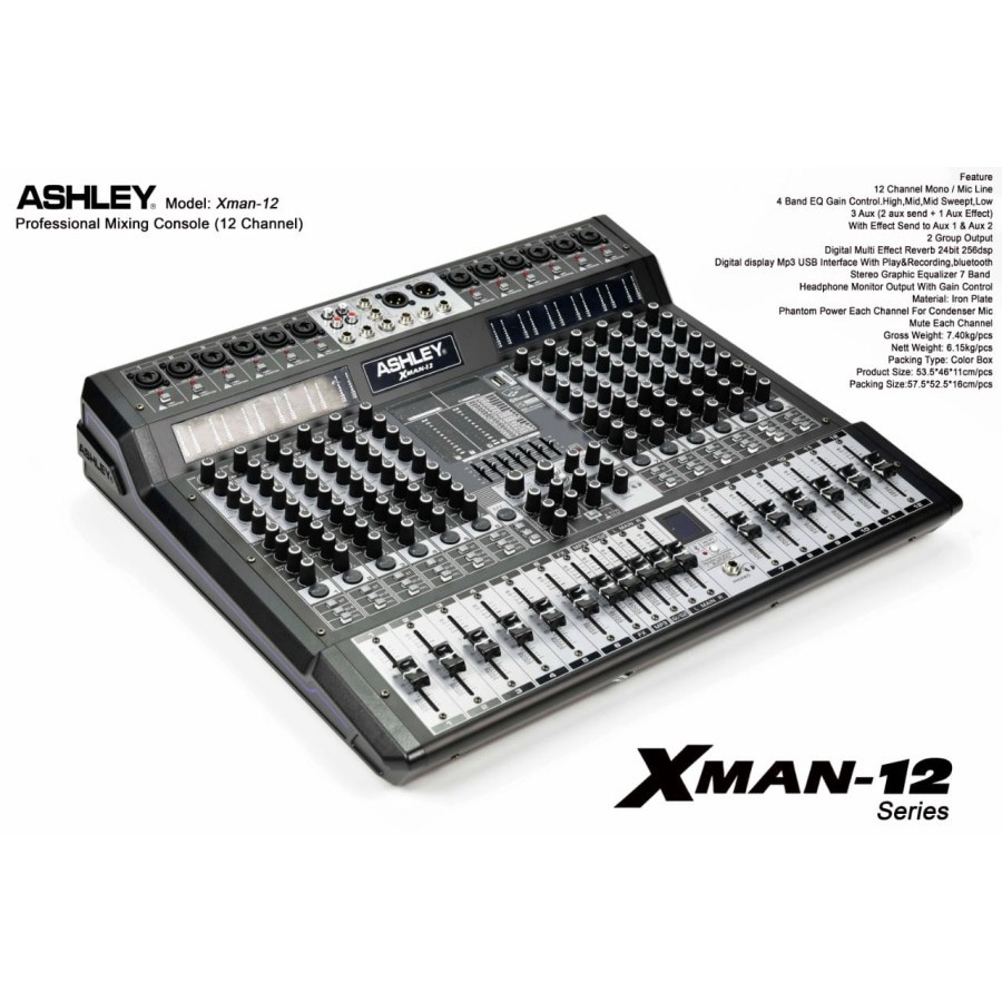 Mixer Audio ASHLEY New XMAN 12 channel 12ch USB Recording SOUNDCARD PC