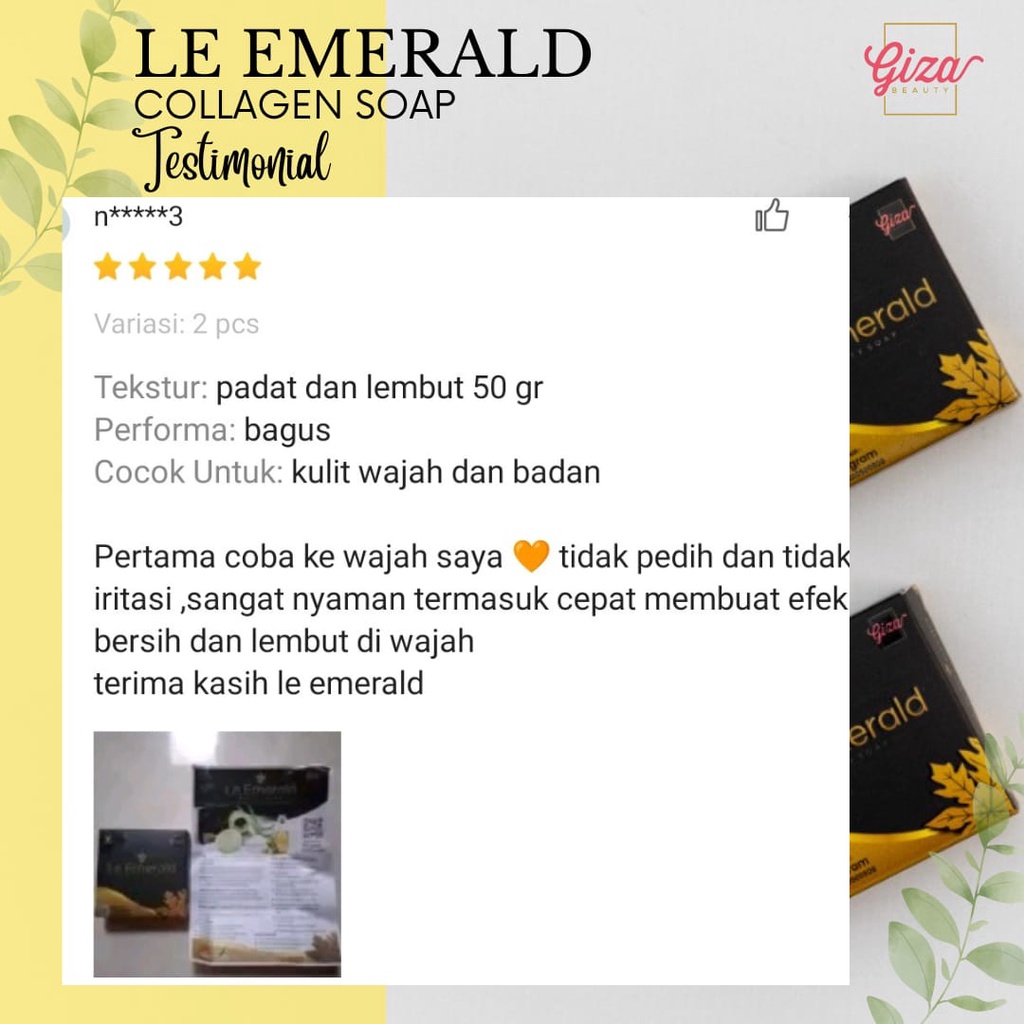 (Bisa COD) Sabun Memutihkan dan Mencerahkan Le Emeral Giza Beauty kaya Collagen dan Lidah Buaya