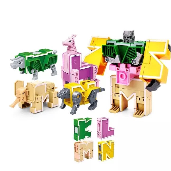 Mainan Robot Huruf ABCD / Robot Huruf Gabungan KLMN / Robot Angka 0 Sampai 9 / Robot Bisa Berubah Me