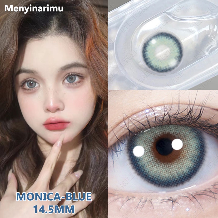 Lensa Kontak Gradien[COD]~SOFTLENS MONICA PURPLE INNOCENT NORMAL &amp; MINUS BY EXOTICON BIG EYES 14.5MM WARNA PERI MUSIM PANAS BLUE BROWN GRAY Softlen Soflen Soflens