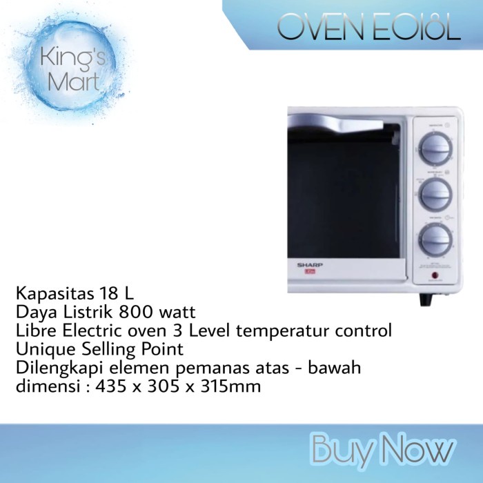SHARP OVEN LISTRIK EO18L/OVEN LISTRIK SHARP LOW WATT BERGARANSI RESMI ORIGINAL