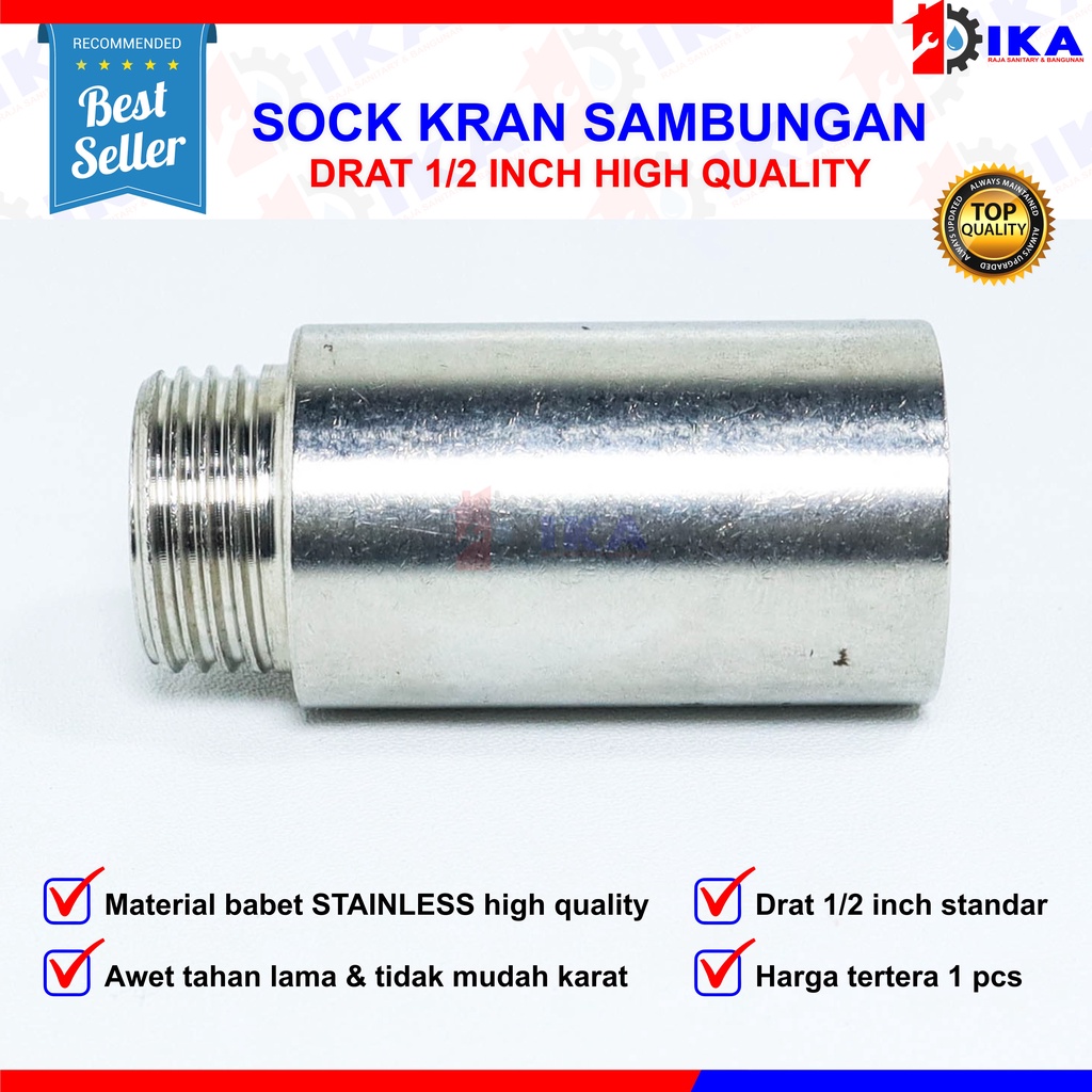 Sambungan kran stenlees 3cm / sok kran 5cm Sock Drat sok kran 3cm-5cm stainless steel sok keran s/s