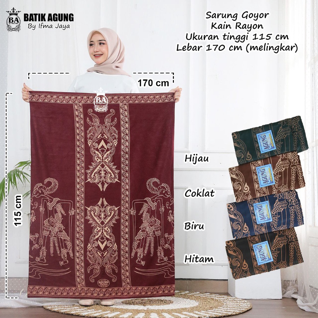 Sarung Batik Rayon / Goyor Print Motif Wayang | Warna | Sarung Santri WANITA | Viral | Termurah
