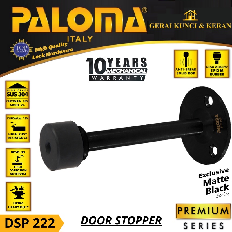 PALOMA DSP 222 DOOR STOPPER PENAHAN PINTU KARET HITAM BLACK MATTE