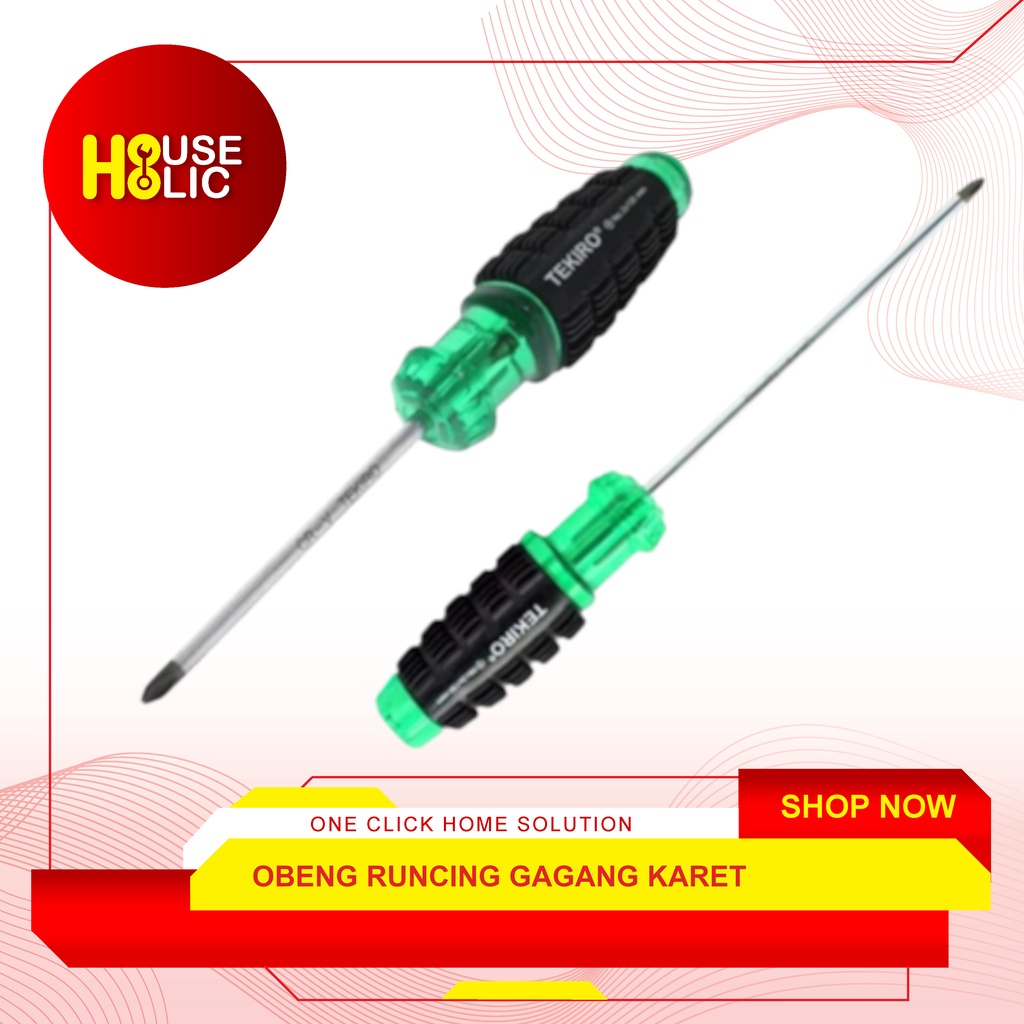 TEKIRO Obeng Runcing Gagang Karet Obeng Magnet / Screwdriver Magnetic