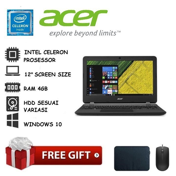 Notebook Acer 11inch freemouse+Tas