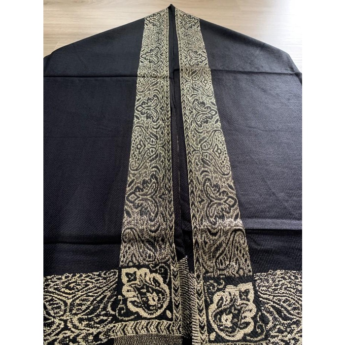 Sorban Tristar Almas Kashmiri Black Gold | Shawl Almas Hitam 308F