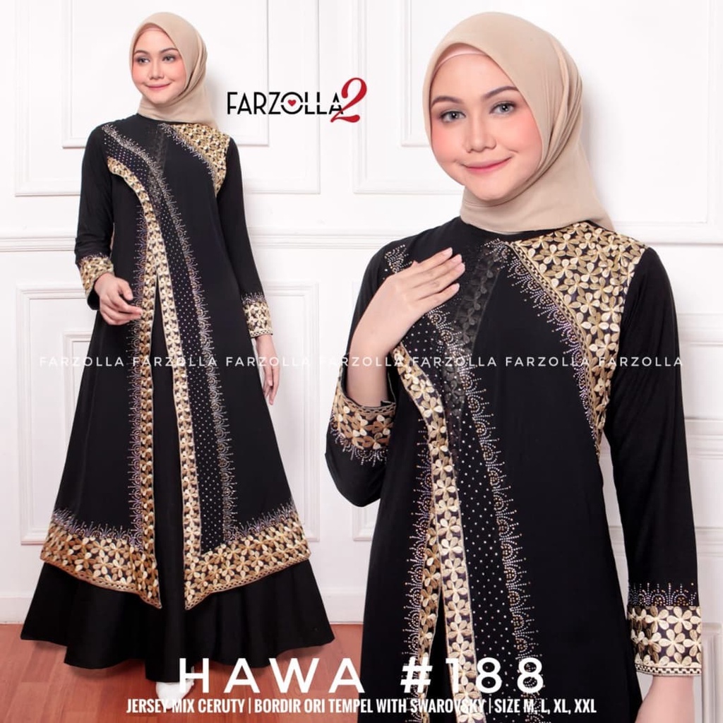 EVANZ ABAYA TURKEY EXCLUSIVE BORDIR GAMIS ARABIAN HITAM TERBARU