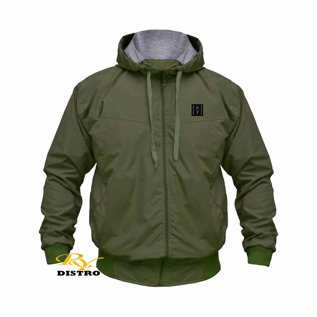 Starlight Distro - Jaket Bomber Parasut Motif Luar Dalam Keren Jaket Bomber Waterproof  Ry Hitam