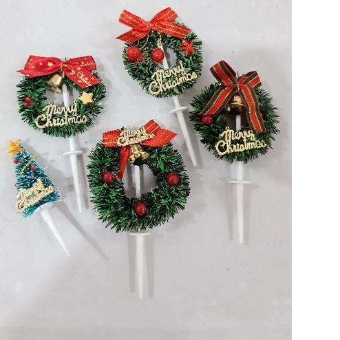

✬ (10Pc) Cake Topper Natal Grass Wreath / Cemara. Hiasan Christmas ✱