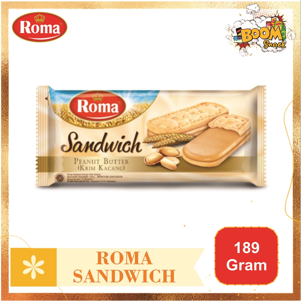 Roma Sandwich Cokelat Kacang Kemasan 189 Gram