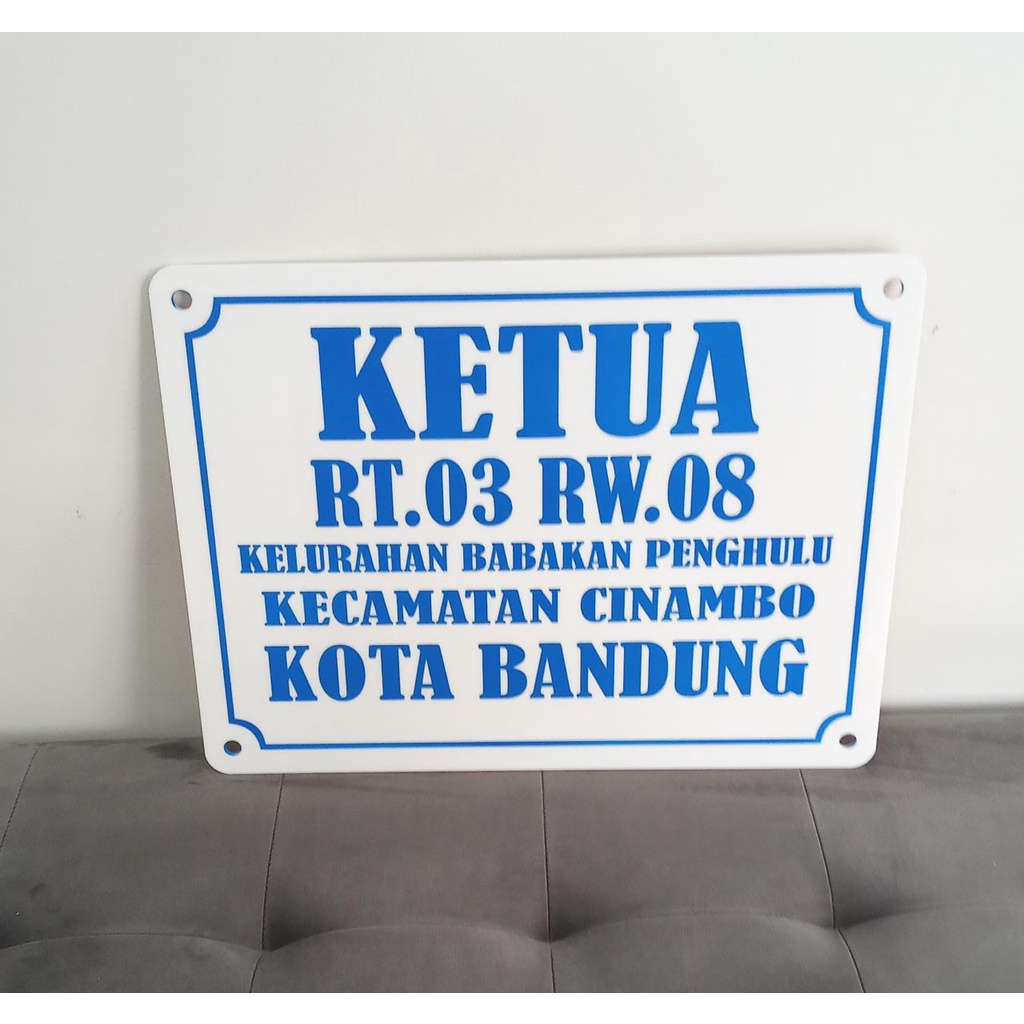 Papan Nama Alamat Ketua RT / RW Akrilik Acrylic | No rumah 30x40 cm