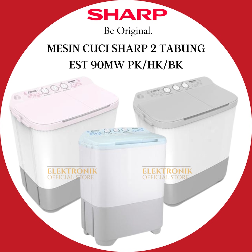 SHARP MESIN CUCI 2 TABUNG 8KG EST 90MW/ES-T90MW/EST 90 MW/EST90MW/MESIN CUCI 2 TABUNG/MESIN CUCI ORG