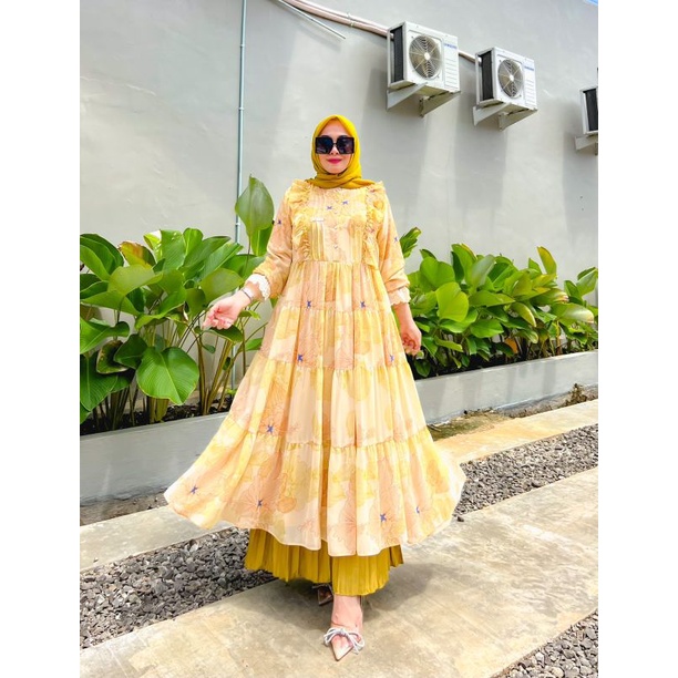 TMG - Dress Sultan original Poppy Syari Warna Kuning