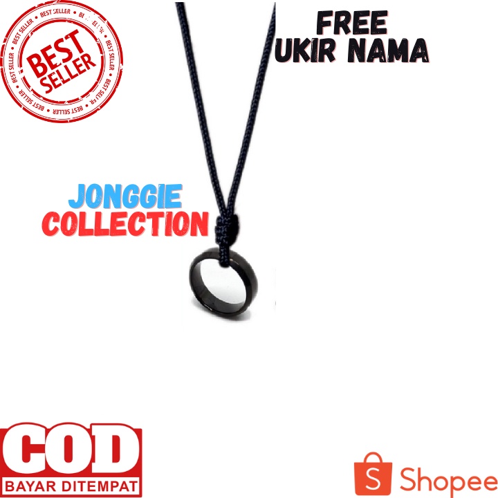 Kalung Pria Kalung Tali Liontin Bisa Ukir Nama Cincin Besar Stainless style Anti Karat bisa cod