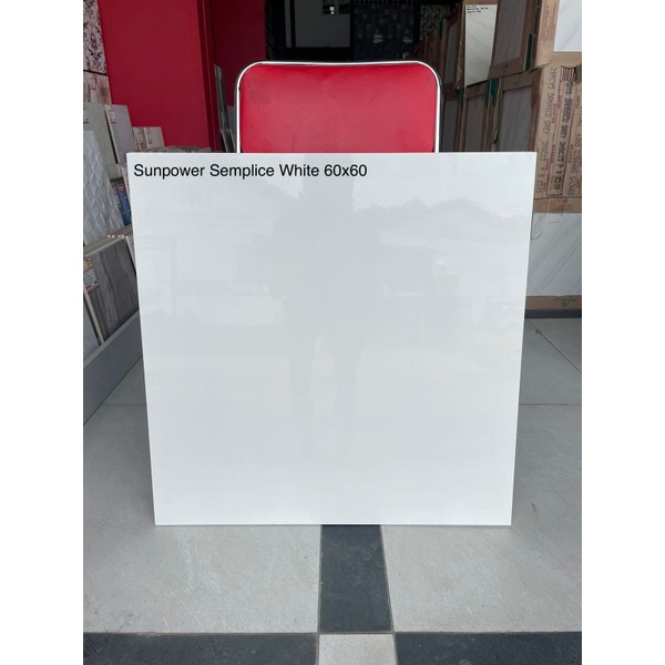 Granit Lantai 60x60 Sun Power 60100 B Semplice White Glossy Putih Polos