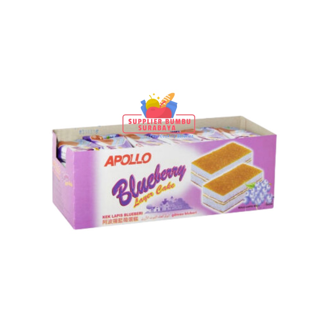 Apollo Layer Cake Kue Bolu Chocolate Strawberry Blueberry Pandan Cocoa Box 24 pcs