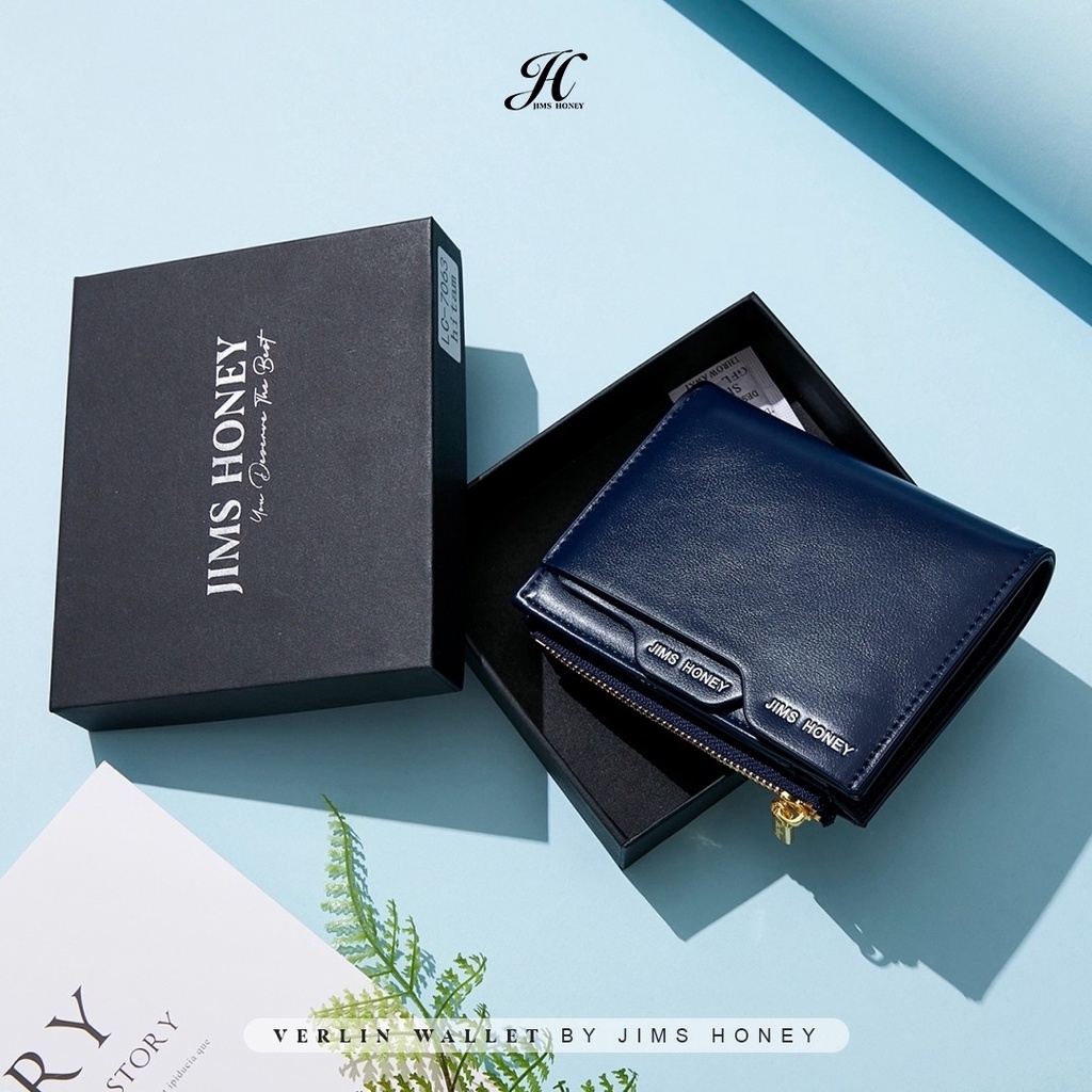 Jims Honey Verlin Dompet Lipat Wanita Kecil Simpel Elegan Polos Gratis Box