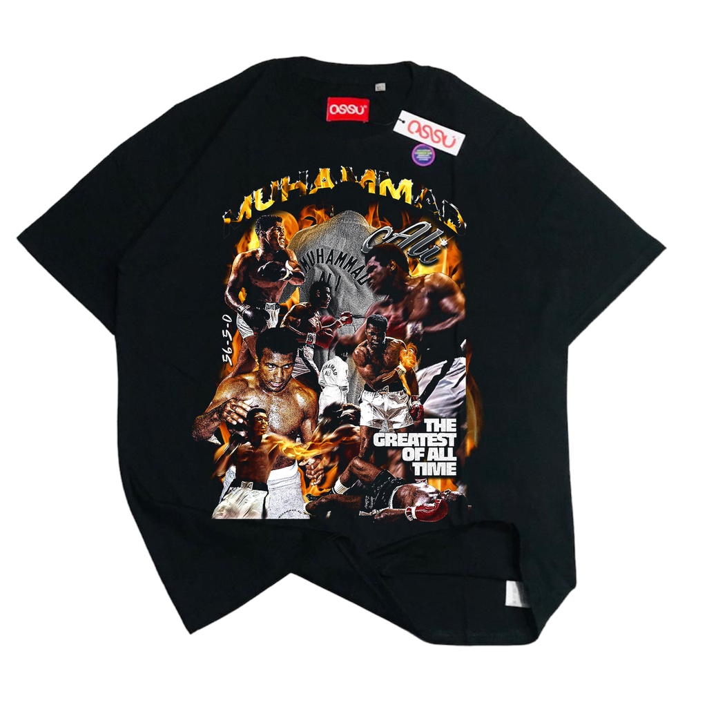OSSU TSHIRT AMERICAN BOXER CHAMPION LEGEND THE GREATEST MUHAMMAD ALI | KAOS BOXING BLACK WASHED REGU