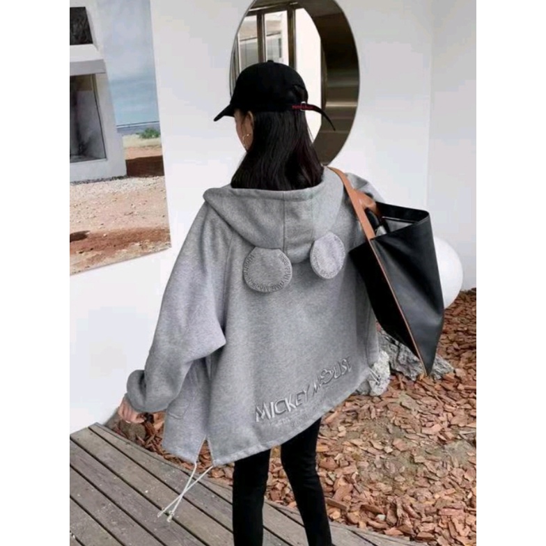 MICKEY ZIPPER CUTE JACKET SWEATER WANITA ATASAN HOODIE LUCU KOREAN FASHION STYLE TERKINI