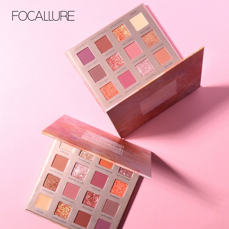 NIK - FOCALLURE 16 colors Sunrise Glitter Eyeshadow palette Matte pigmented Eye shadow powder FA88 BPOM ORIGINAL