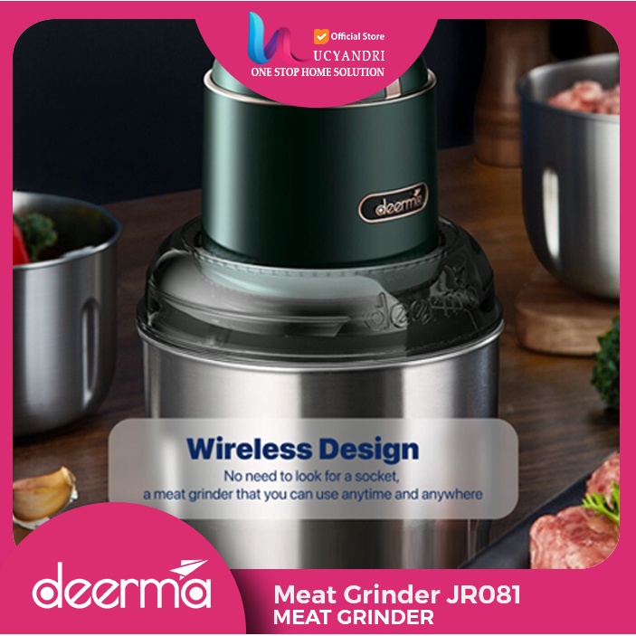 Deerma JR081 Wireless Matryoshka Meat Food Grinder With Three Bowl TERBARU READY