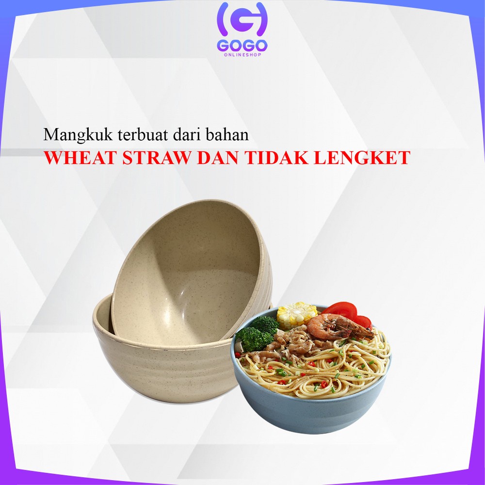 GOGO-C813 Mangkok Jerami Gandum Set 4PCS 16CM Wheat Straw Bowl Ringan / Alat Makan Mangkuk Plastik Serbaguna