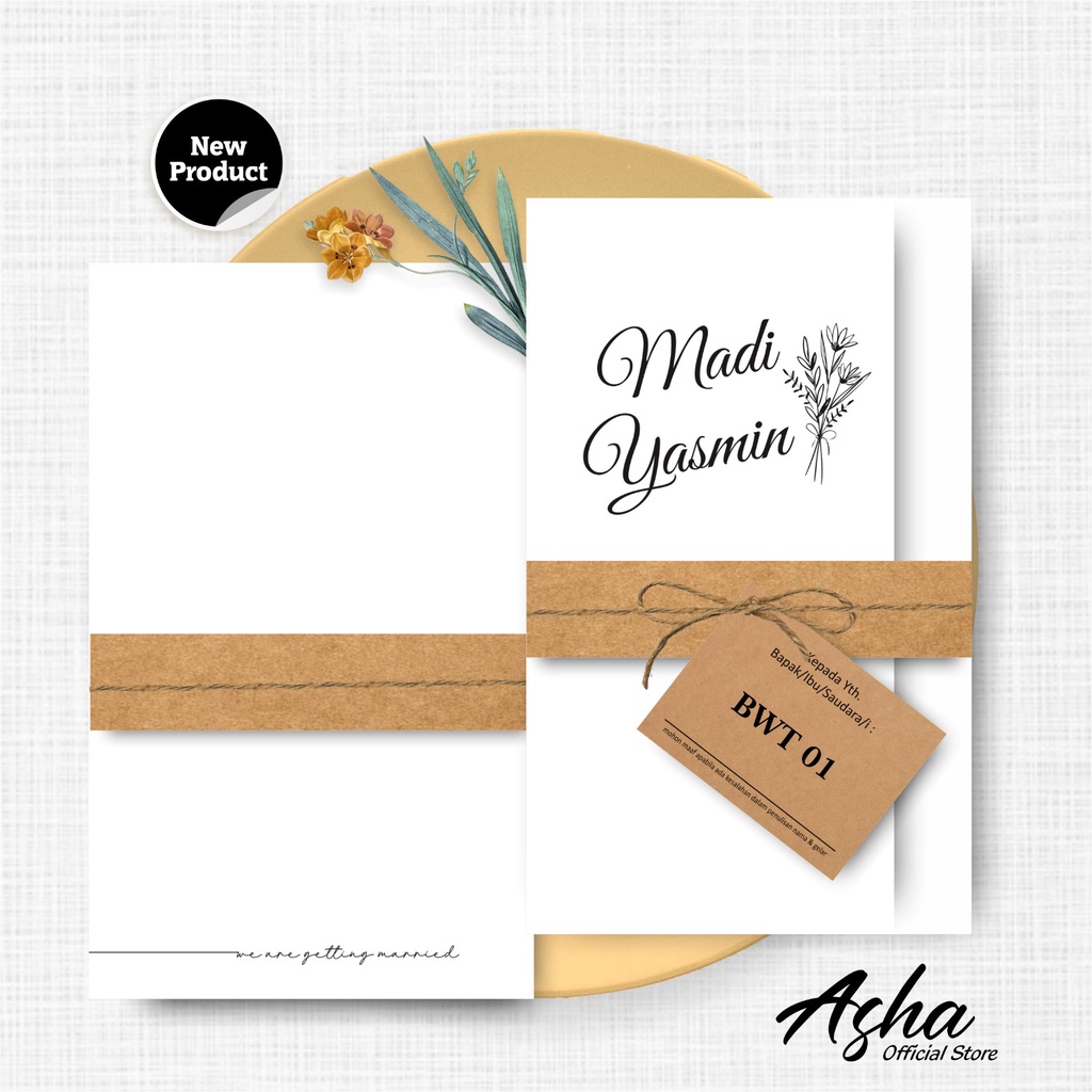 UNDANGAN PERNIKAHAN SIMPLE SABUK TALI AESTHETIC - UNDANGAN BWT SABUK KRAFT TALI