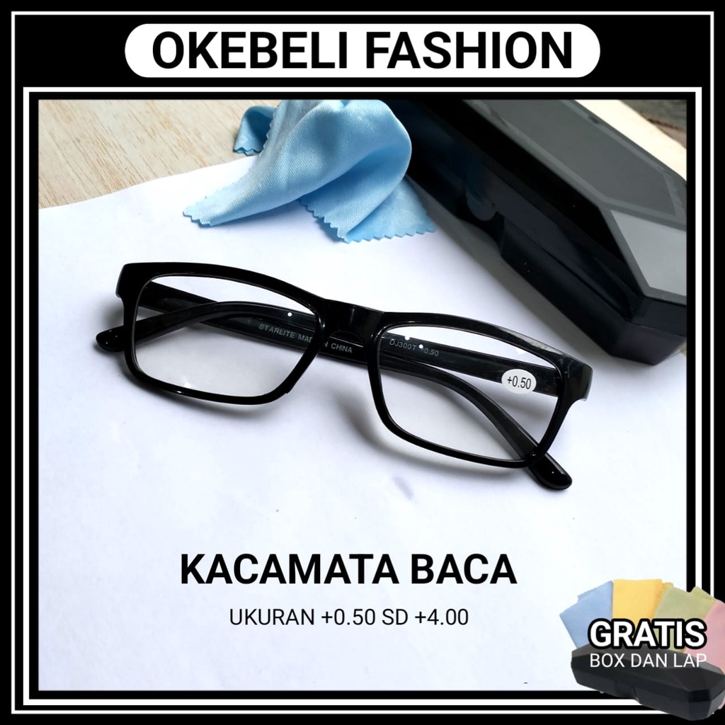 COD KACAMATA BACA RABUN DEKAT FRAME KOTAK UKURAN +0.50 S/D +4.00 GRATIS BOX DAN LAP