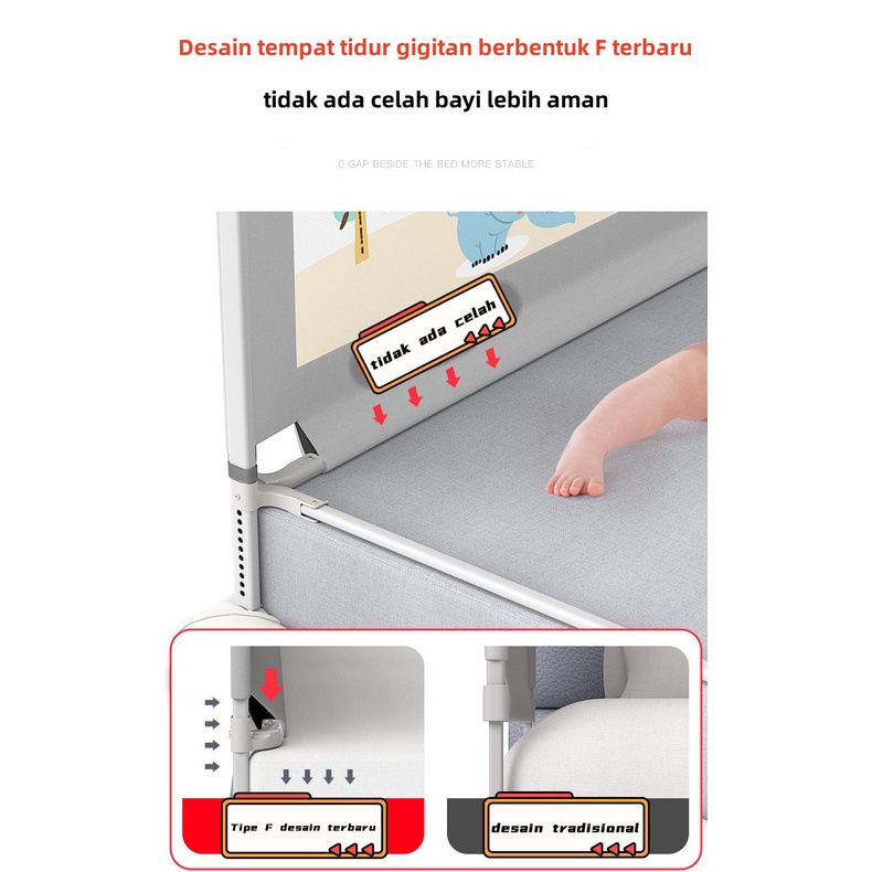 Baby Bedrail Bedguard Fence Pembatas Pengaman Pagar Kasur Ranjang Tempat Tidur Anak Bayi Bed Rail Safety Guard