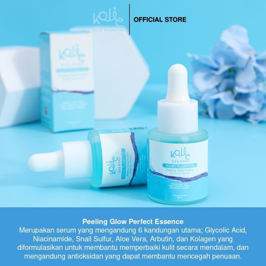 Serum Cream mencerahkan Menyamarkan Meratakan Menenangkan Melembabkan Mencegah Kulit Sensitif Noda kusam Kemerahan kerutan Dark Spot Bekas Jerawat tanda tanda penuaan Kojic Plankton PEELING GLOW PERFECT ESSENCE SERUM AMPUH Original BPOM