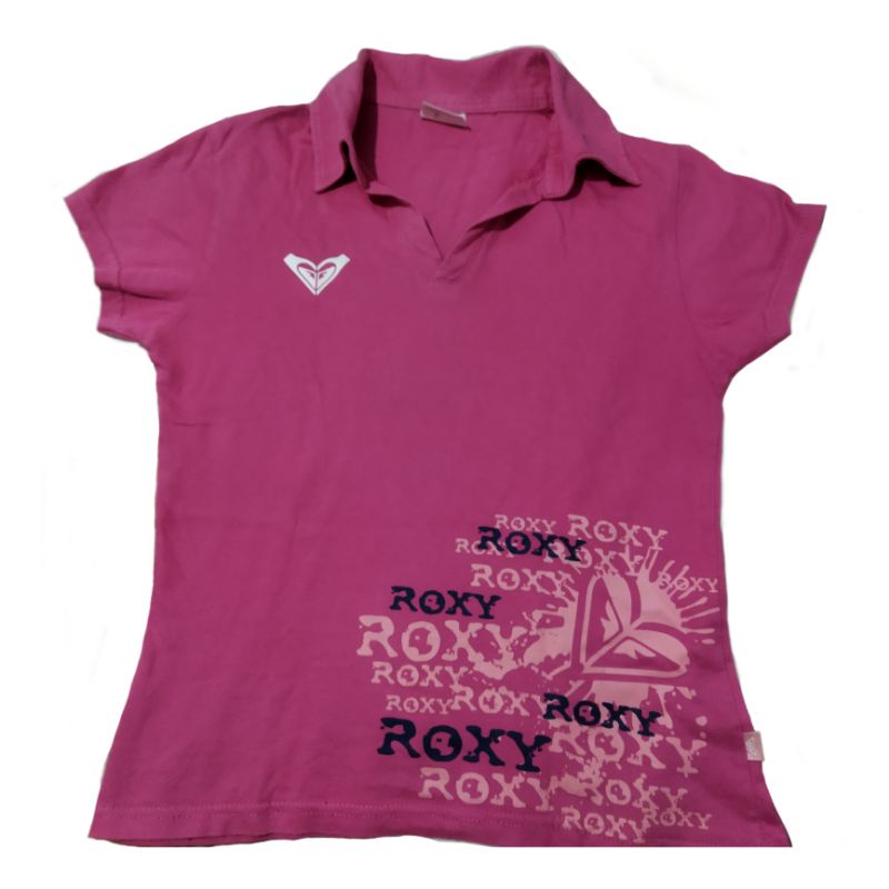 kaos polo merk ROXY ORIGINAL vintage retro y2k edition pink cute limited edition cuman satu satunya