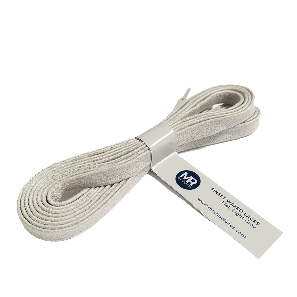 Original MR Shoelaces FE17 Light Gray (Abu Muda) - Tali Sepatu Lilin 8mm Gepeng Flat Pipih (Waxed Laces) 90cm 100cm 120cm 150cm 200cm - untuk Sneakers - Premium Shoelace Premium Shoelaces