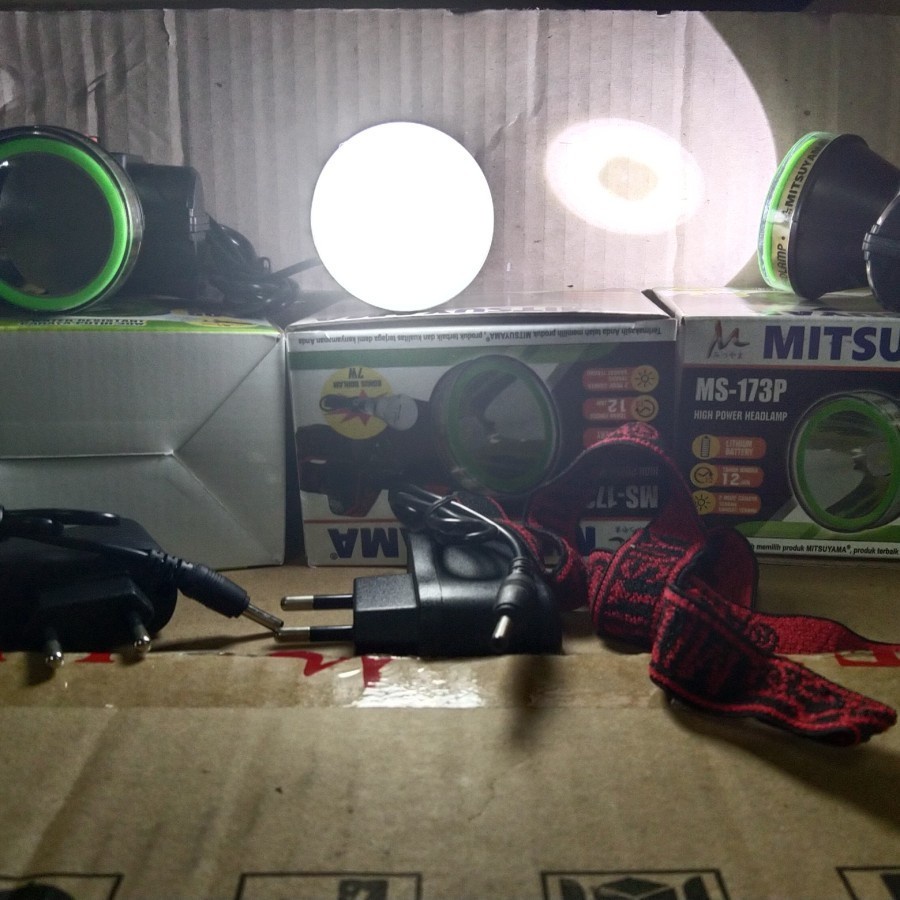 Senter Kepala LED Headlamp Mitsuyama MS-173P Water Resistant + Bohlam