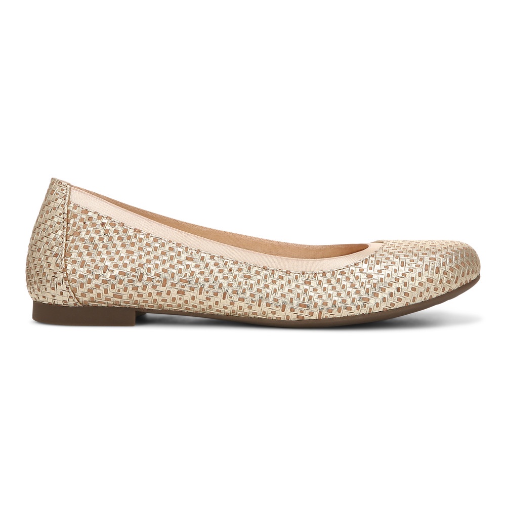 Vionic Anita Gold Flat Shoes Wanita