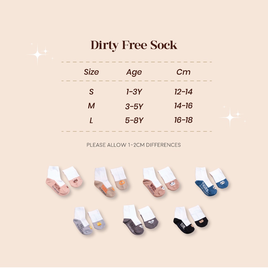 Harlow Kids Dirty Sock - Comfy Kids Sock - Kaos Kaki Anak 1-8 tahun